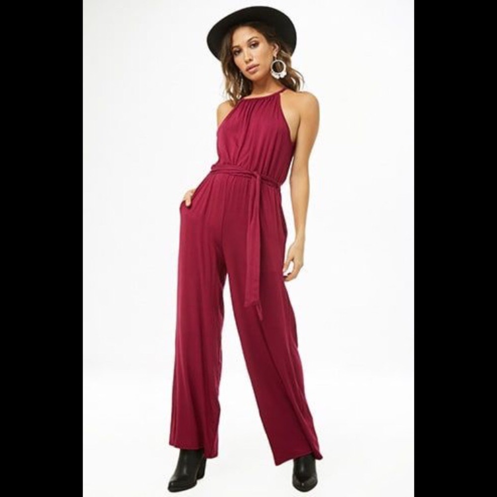 💜 NWOT Magenta Jersey Knit High-Neck Jumpsuit 💗